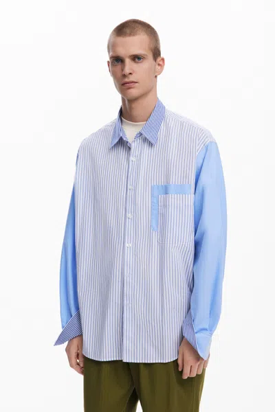 Desigual Patchwork Combined Shirt In Blue
