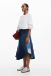 Desigual Patchwork Denim Skirt In Blue