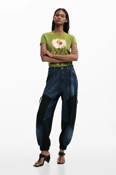 Desigual Patchwork Denim Trousers In Multi