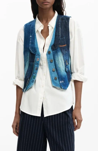 DESIGUAL DESIGUAL PATCHWORK DENIM VEST