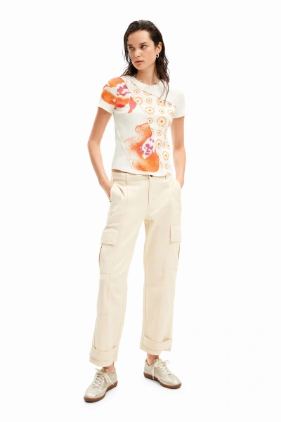 Desigual Patchwork Floral T-shirt In White