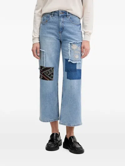 Desigual Patchwork Jeans In Blue
