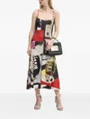 Desigual Patchwork-print Slip Midi Dress In Black