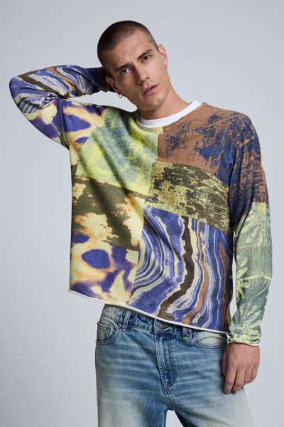 Desigual Patchwork Print Sweater In Multi
