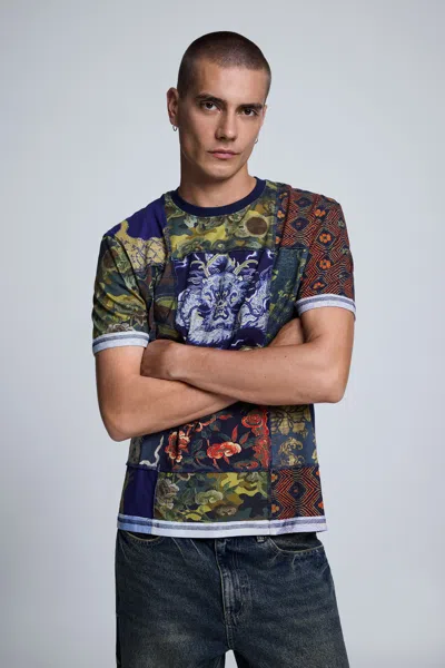 Desigual Patchwork Printed T-shirt In Blue