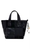 Desigual Patchwork Textured Tote In Black In Black