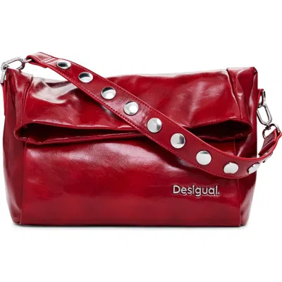 Desigual Patent Faux Leather Handbag In Red