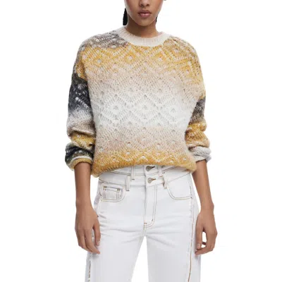 DESIGUAL DESIGUAL PATTERN STITCH CREWNECK SWEATER