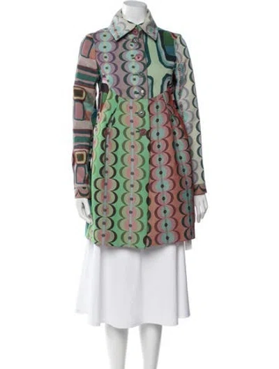 Pre-owned Desigual Patterned Coat In Green