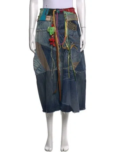 Pre-owned Desigual Patterned Midi Length Skirt In Blue