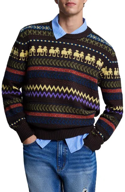 Desigual Patterned Sweater In Brown