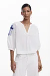 Desigual Peasant Blouse In White