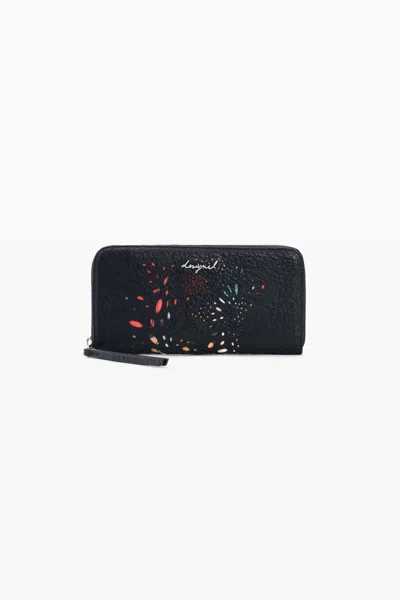 Desigual Perforated Butterfly Purse In Black