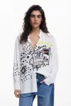 Desigual Print High-low Shirt In White