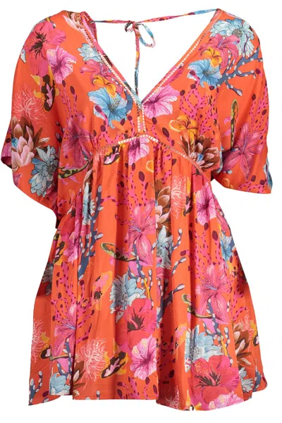 Desigual Pink Cotton Dress In Red