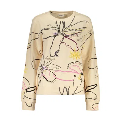 Desigual Pink Cotton Women Sweatshirt In Neutral