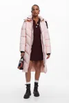 Desigual Pink Padded Coat In Red