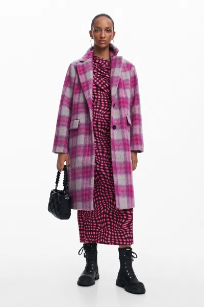 DESIGUAL PINK TARTAN COAT