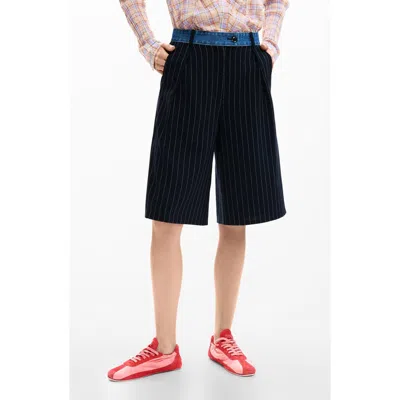 Desigual Pinstripe Shorts In Black