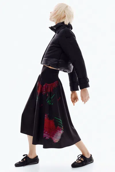 Desigual Pixelated Midi Skirt In Black