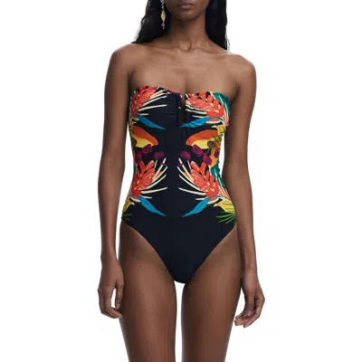 Desigual Placement Print One-piece Swimsuit In Black