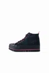 Desigual Plaid Platform High-top Sneaker In Material Finishes