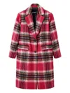 Desigual Plaid Single-breasted Coat In Red