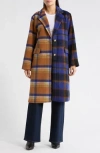 Desigual Plaid Wool Blend Overcoat In Multi
