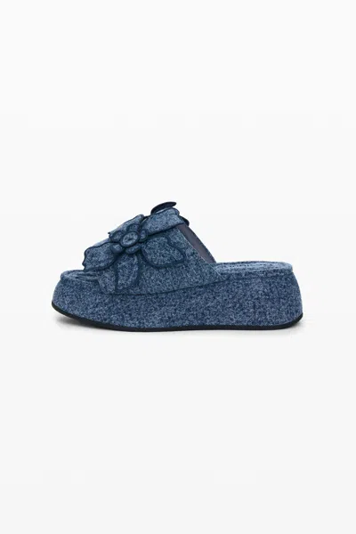 Desigual Platform Denim Sandal In Blue