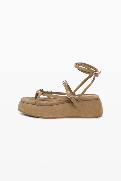 Desigual Platform Leather Sandal In Brown