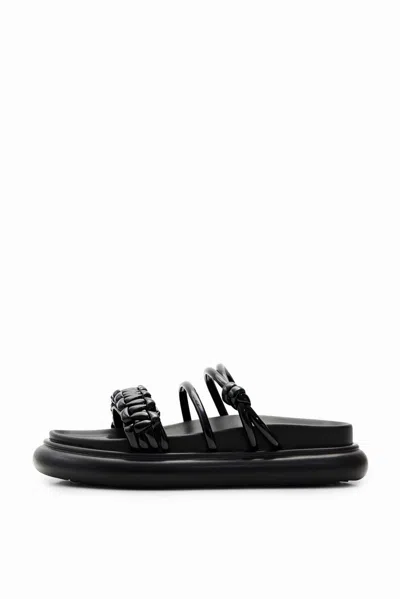 Desigual Platform Strap Sandals In Black