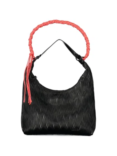 Desigual Pleated Braided-handle Tote Bag In Black