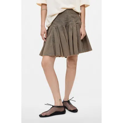 Desigual Pleated Cotton Miniskirt In Brown