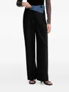 Desigual Pleated Denim Panel Trousers In Black