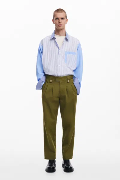 Desigual Pleated Long Trousers In Green