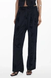 Desigual Pleated Wide Leg Pants In Black
