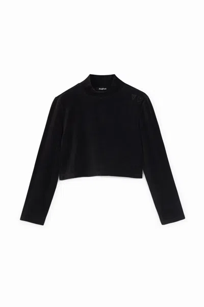 Desigual Plush Sweatshirt High Neck In Black