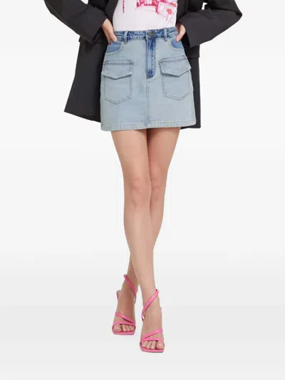 Desigual Pocket-details Mini Denim Skirt In Animal Print