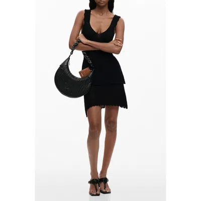 Desigual Pointelle Knit Minidress In Black