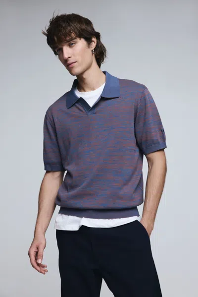 Desigual Polo Jacquard In Blue