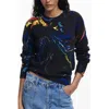 Desigual Paint Swirl Print Sweater In Black