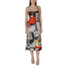 Desigual Patchwork-print Slip Midi Dress In Black