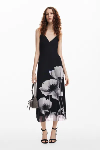 Desigual Poppy Midi Dress In Black