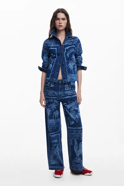 Desigual Postcard Jeans In Blue