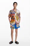 Desigual Postcard Swimsuit In Blue