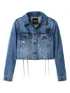 Desigual Power Lace-up Denim Jacket In Blue