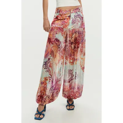 Desigual Print Balloon Pants In Pink