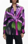 Desigual Print Button-up Shirt In Purple