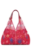 Desigual Print Embellished Net Shopper In Red
