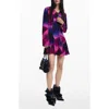 Desigual Print Lace Up Long Sleeve Minidress In Multi